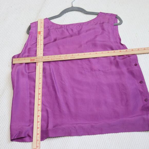 Vintage Diane Gilman side button silk sleeveless top size L - Picture 3 of 6